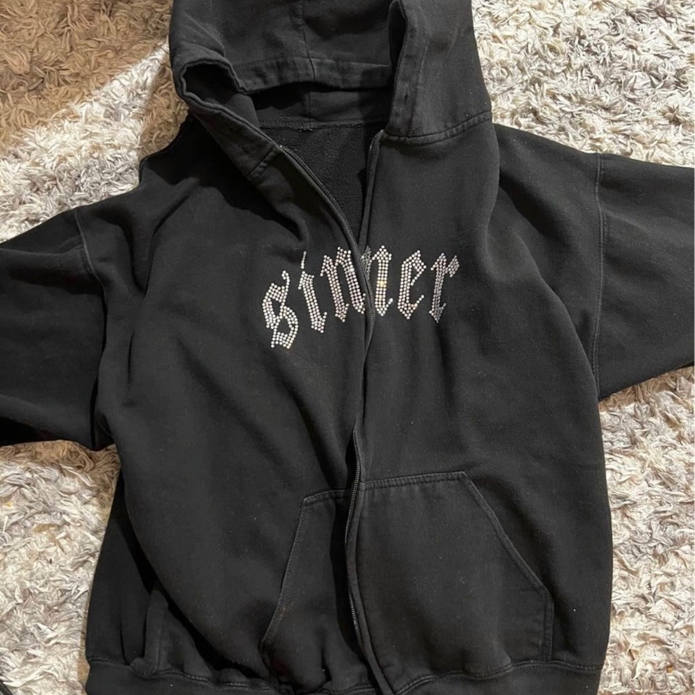 Rhinestone zip hoodie